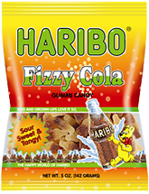 Haribo Fizzy Cola Gummy Candy 5 oz Each Bag Quantity 12 Bags Per Case Sweet Browse at UsaCandyWholesale.Com